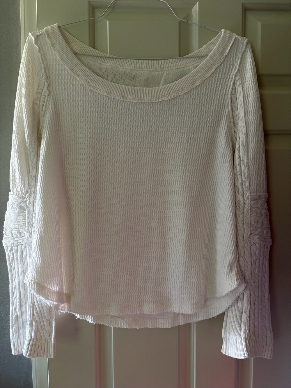 We The Free Women's Swinging Cable Cuff Waffle-Knit Top NWOT
